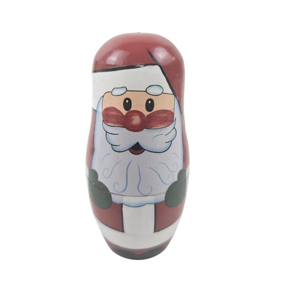 Santa Nesting Dolls Christmas Wooden Matryoshka Holiday Decor Set of 5 - Picture 3 of 11